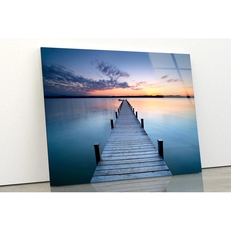 Wooden Pier & Sunset Acrylic Glass Print Tempered Glass Wall Art 100% Made in Australia Ready to Hang