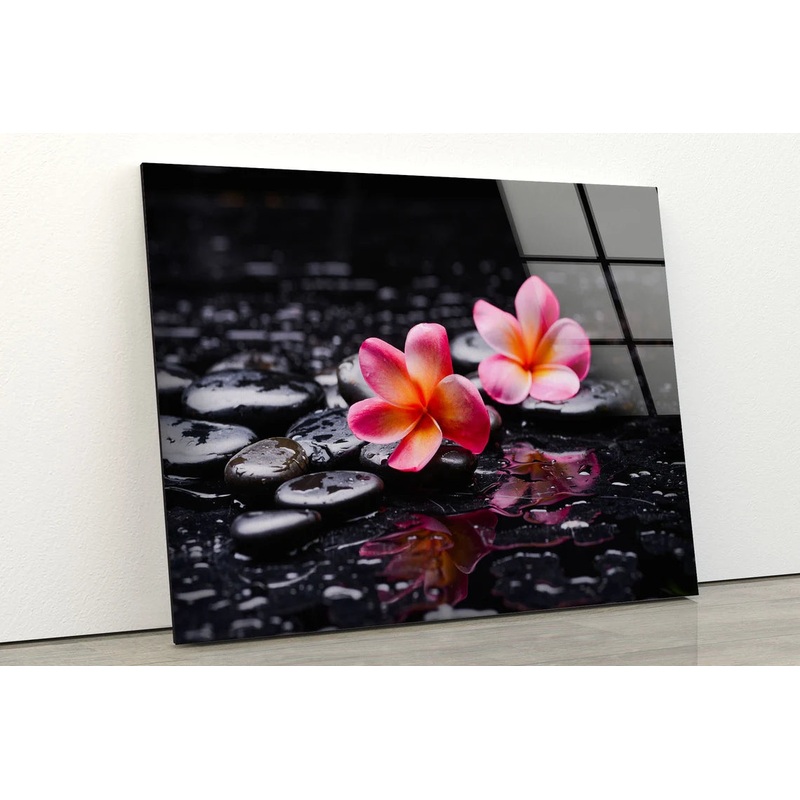 Zen Stones & Flowers Photograph Acrylic Glass Print Tempered Glass Wall Art 100% Made in Australia Ready to Hang