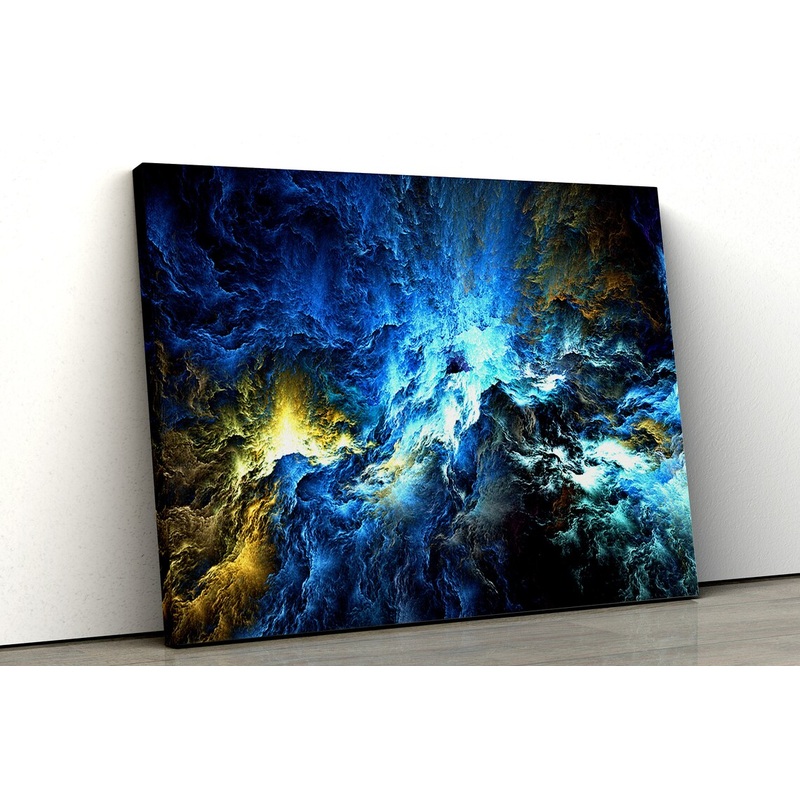 Blue Gold & White Abstract Design Acrylic Glass Print Tempered Glass Wall Art 100% Made in Australia Ready to Hang