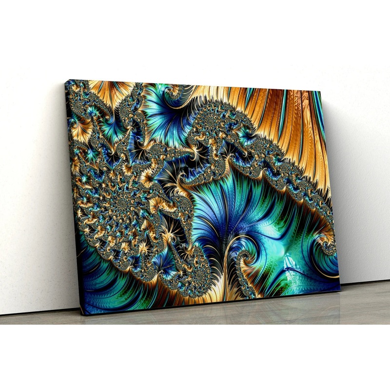 Blue & Orange Abstract Fractal Design Acrylic Glass Print Tempered Glass Wall Art 100% Made in Australia Ready to Hang