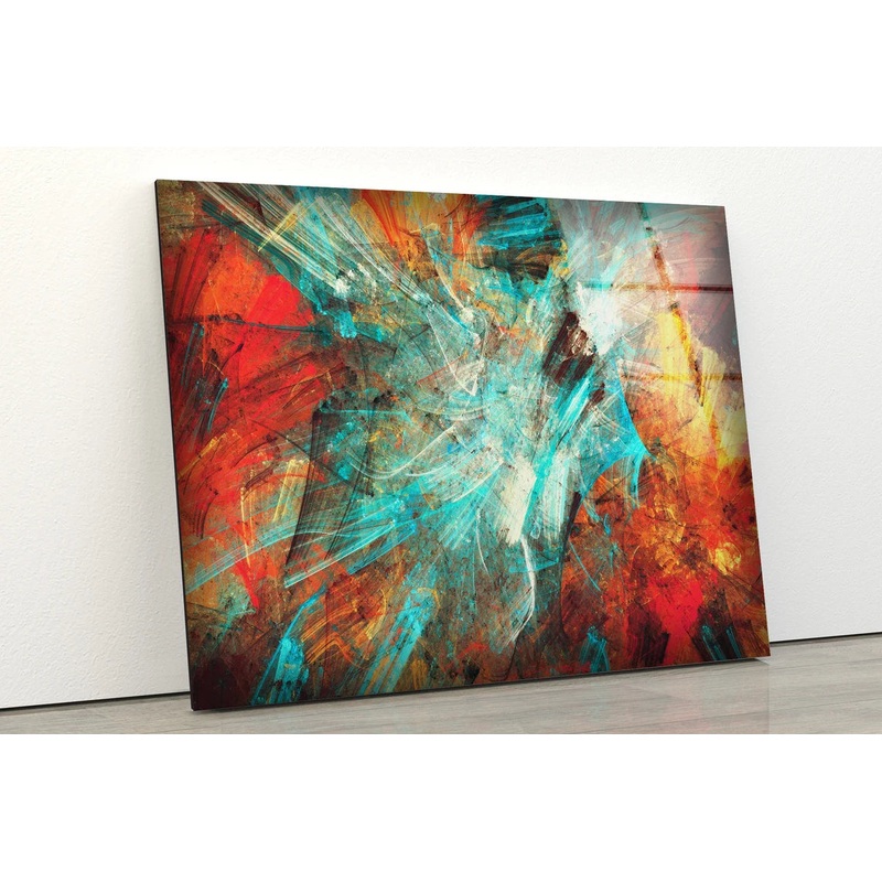 Blue Orange & Red Abstract Design Acrylic Glass Print Tempered Glass Wall Art 100% Made in Australia Ready to Hang