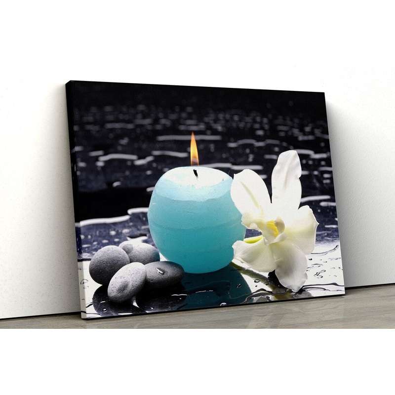 Candle Zen Stones & White Flower Photograph Acrylic Glass Print Tempered Glass Wall Art 100% Made in Australia Ready to Hang