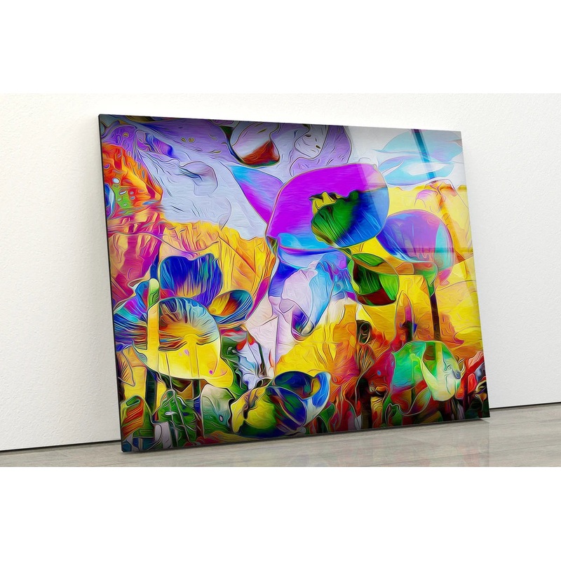 Colorful Abstract Flowers Acrylic Glass Print Tempered Glass Wall Art 100% Made in Australia Ready to Hang