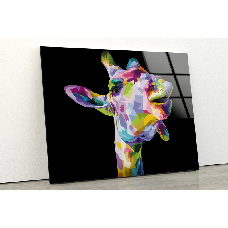 Colorful Abstract Giraffe Design Acrylic Glass Print Tempered Glass Wall Art 100% Made in Australia Ready to Hang