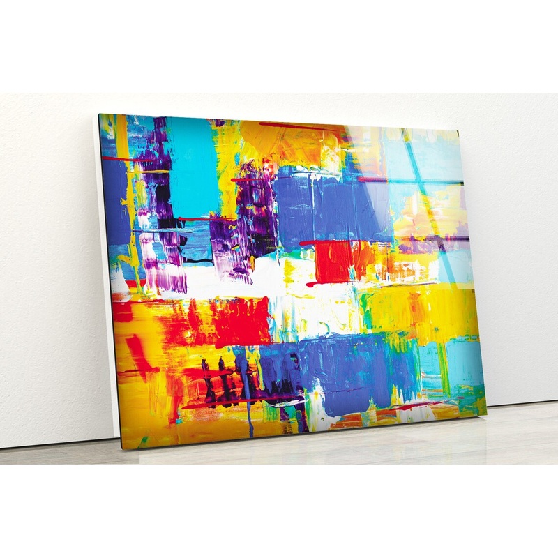 Colorful Abstract Oil Painting Acrylic Glass Print Tempered Glass Wall Art 100% Made in Australia Ready to Hang