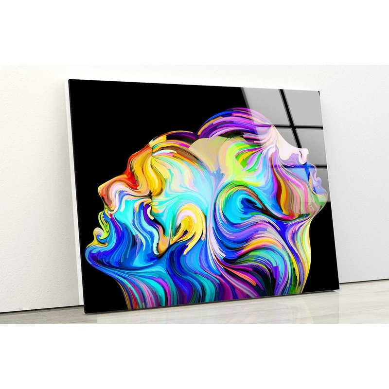 Colorful Faces Abstract Fractal Design Acrylic Glass Print Tempered Glass Wall Art 100% Made in Australia Ready to Hang