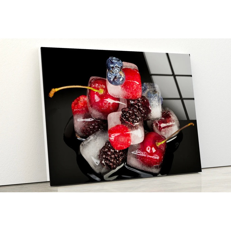 Frozen Cherry Cubes Photograph Acrylic Glass Print Tempered Glass Wall Art 100% Made in Australia Ready to Hang