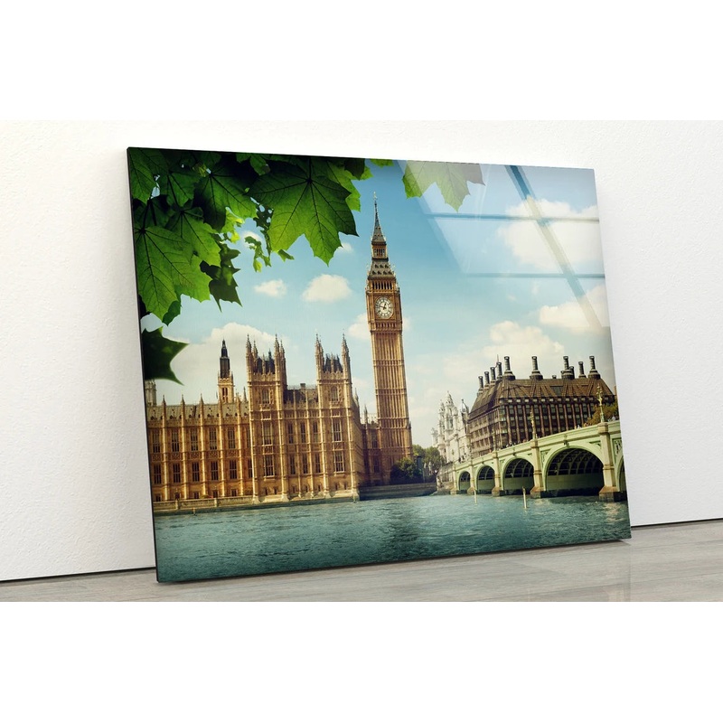 Big Ben Tower & Bridge in UK Photograph Acrylic Glass Print Tempered Glass Wall Art 100% Made in Australia Ready to Hang