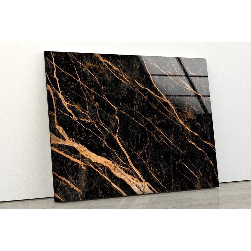 Black & Gold Abstract Design Acrylic Glass Print Tempered Glass Wall Art 100% Made in Australia Ready to Hang