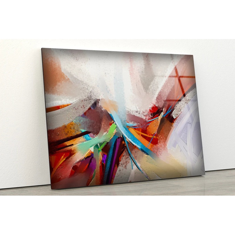 Blue White Red Abstract Painting Acrylic Glass Print Tempered Glass Wall Art 100% Made in Australia Ready to Hang