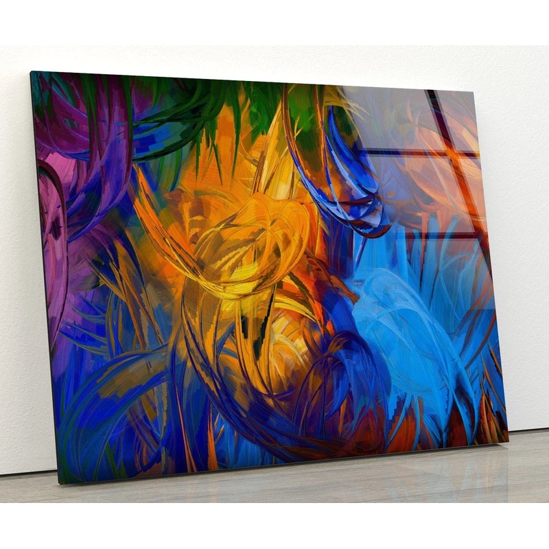 Colorful Abstract Painting Acrylic Glass Print Tempered Glass Wall Art 100% Made in Australia Ready to Hang