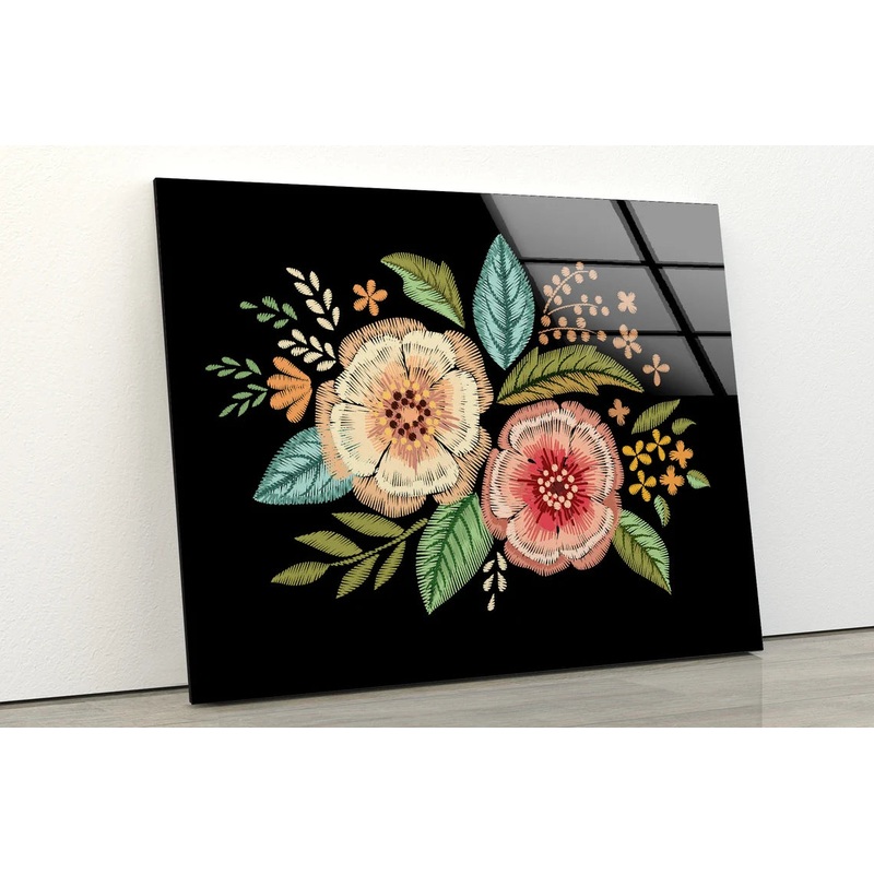 Colorful Floral Vector Design Acrylic Glass Print Tempered Glass Wall Art 100% Made in Australia Ready to Hang