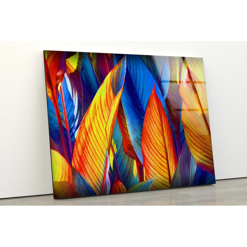 Colorful Leaves Design Acrylic Glass Print Tempered Glass Wall Art 100% Made in Australia Ready to Hang