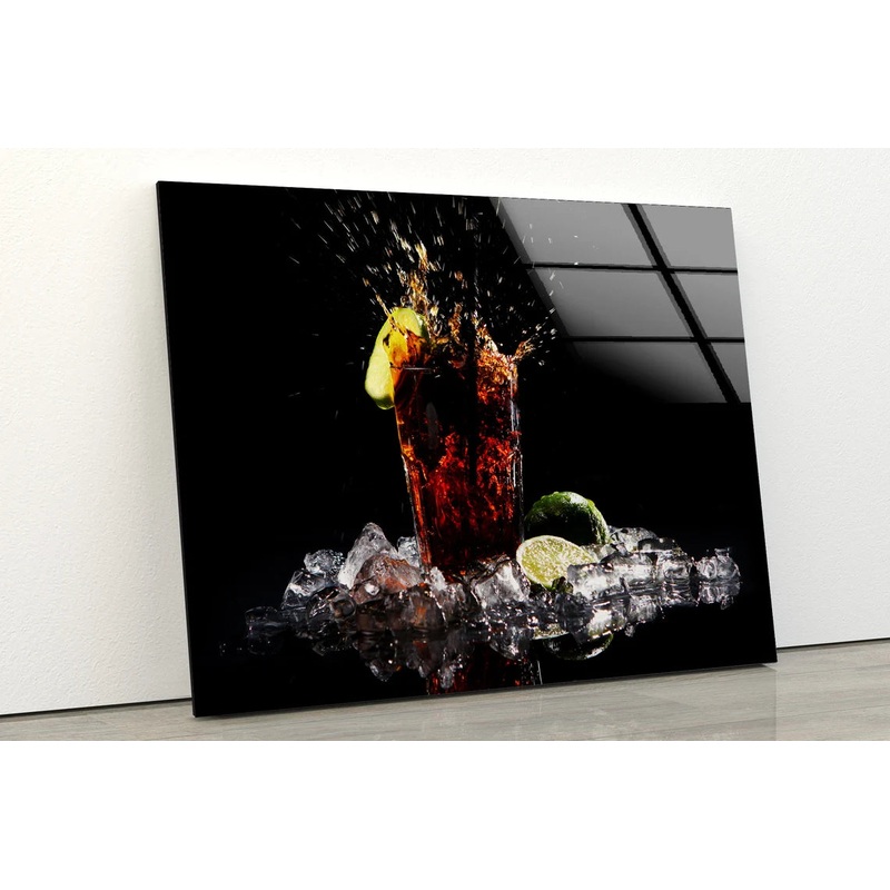 Drink with Lemon & Ice Photograph Acrylic Glass Print Tempered Glass Wall Art 100% Made in Australia Ready to Hang