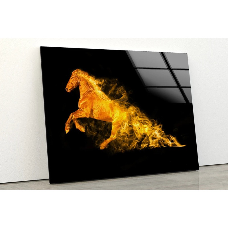 Fire Horse Abstract Design Acrylic Glass Print Tempered Glass Wall Art 100% Made in Australia Ready to Hang