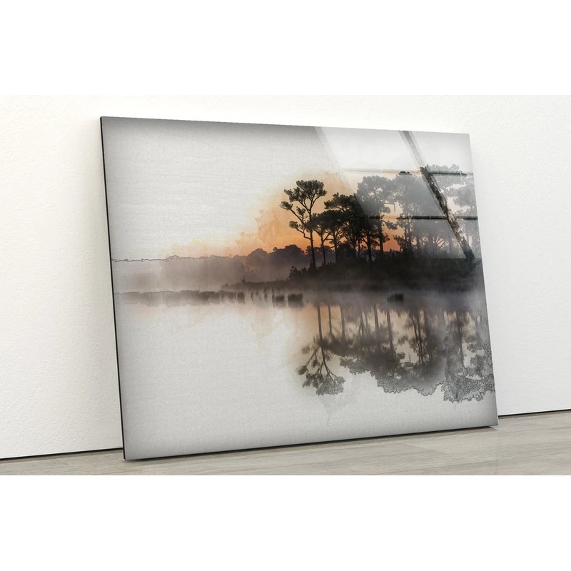 Forest & Lake Painting Acrylic Glass Print Tempered Glass Wall Art 100% Made in Australia Ready to Hang