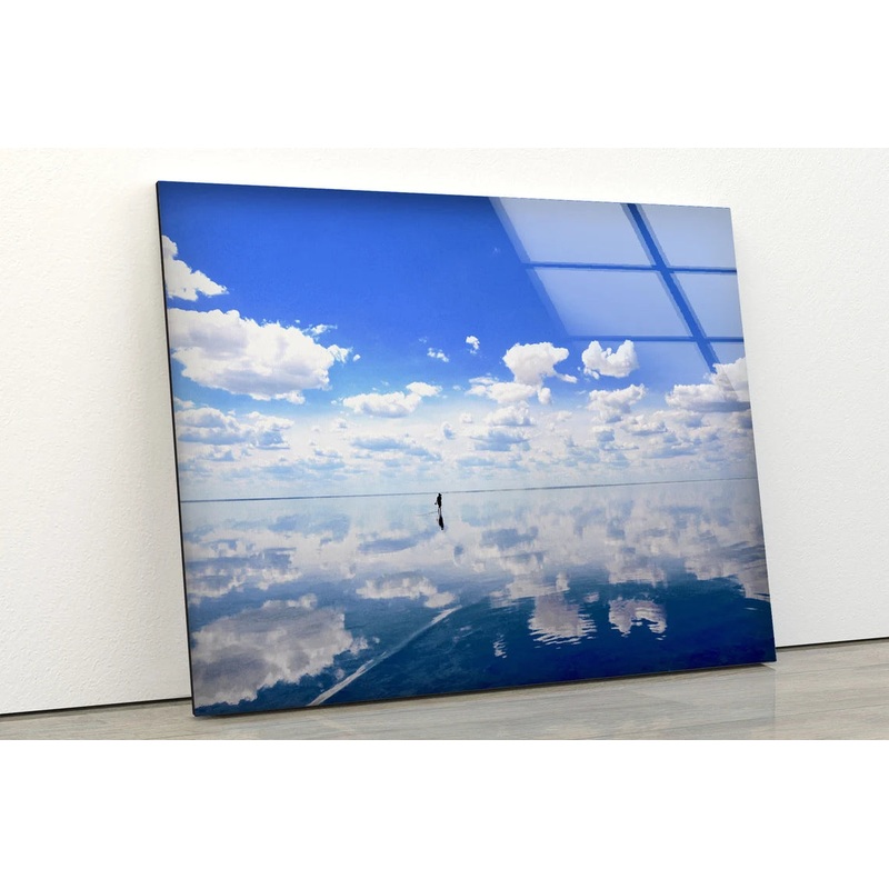 Girl Walking on Water with Sky Reflection Photograph Acrylic Glass Print Tempered Glass Wall Art 100% Made in Australia Ready to Hang