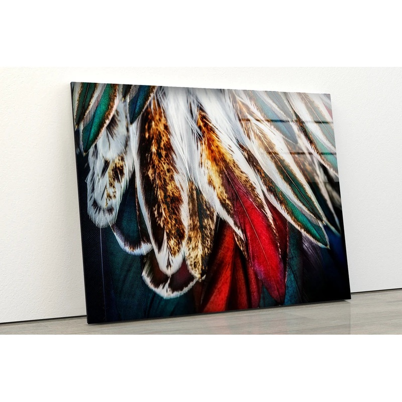 Red White & Blue Feathers Photograph Acrylic Glass Print Tempered Glass Wall Art 100% Made in Australia Ready to Hang