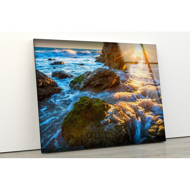 Sea with Rocks Photograph Acrylic Glass Print Tempered Glass Wall Art 100% Made in Australia Ready to Hang