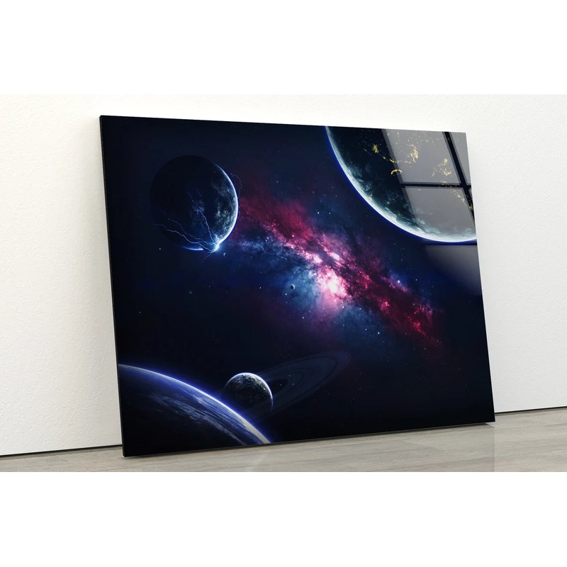 Space Planet View Acrylic Glass Print Tempered Glass Wall Art 100% Made in Australia Ready to Hang