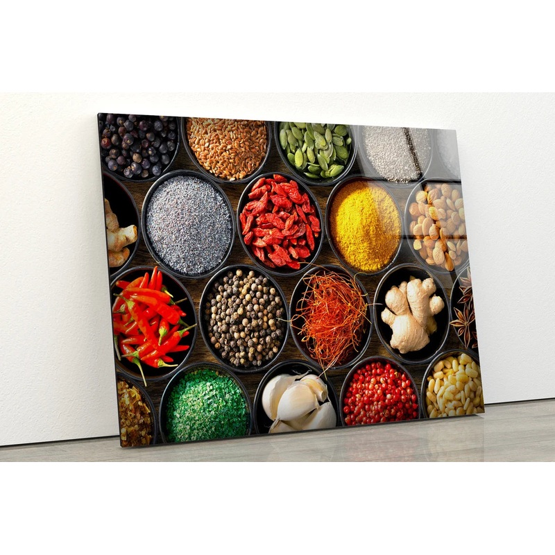 Spices on Cups Photograph Acrylic Glass Print Tempered Glass Wall Art 100% Made in Australia Ready to Hang