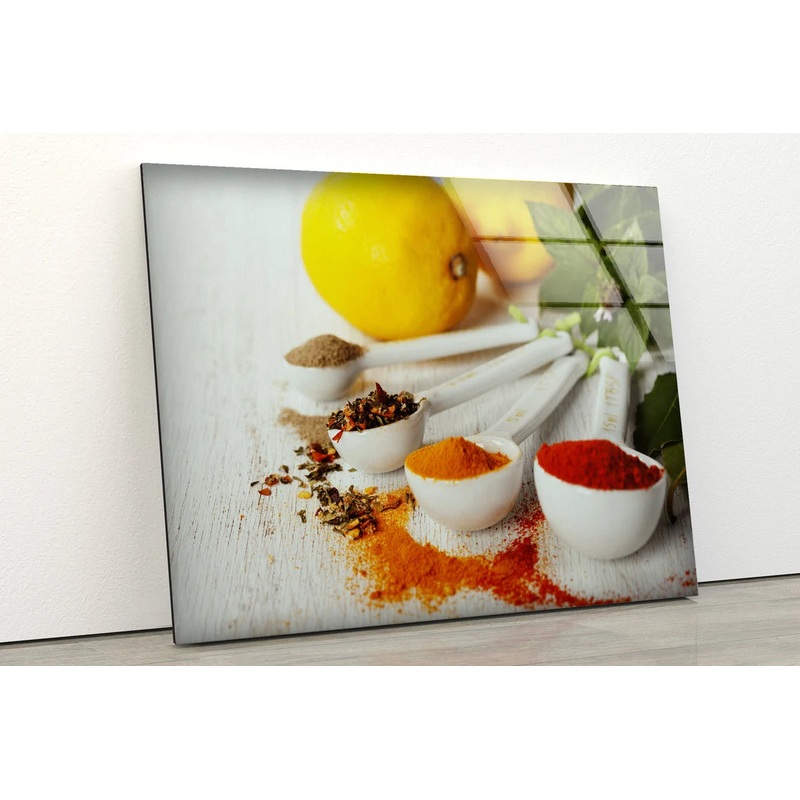 Spices on Spoons Photograph Acrylic Glass Print Tempered Glass Wall Art 100% Made in Australia Ready to Hang