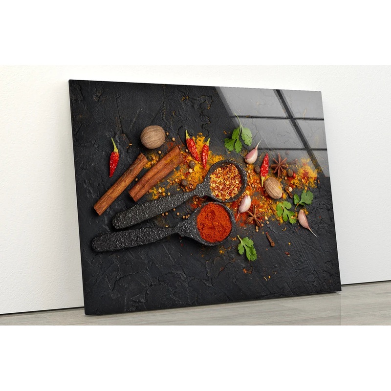 Spices & Spoons on Table Photograph Acrylic Glass Print Tempered Glass Wall Art 100% Made in Australia Ready to Hang