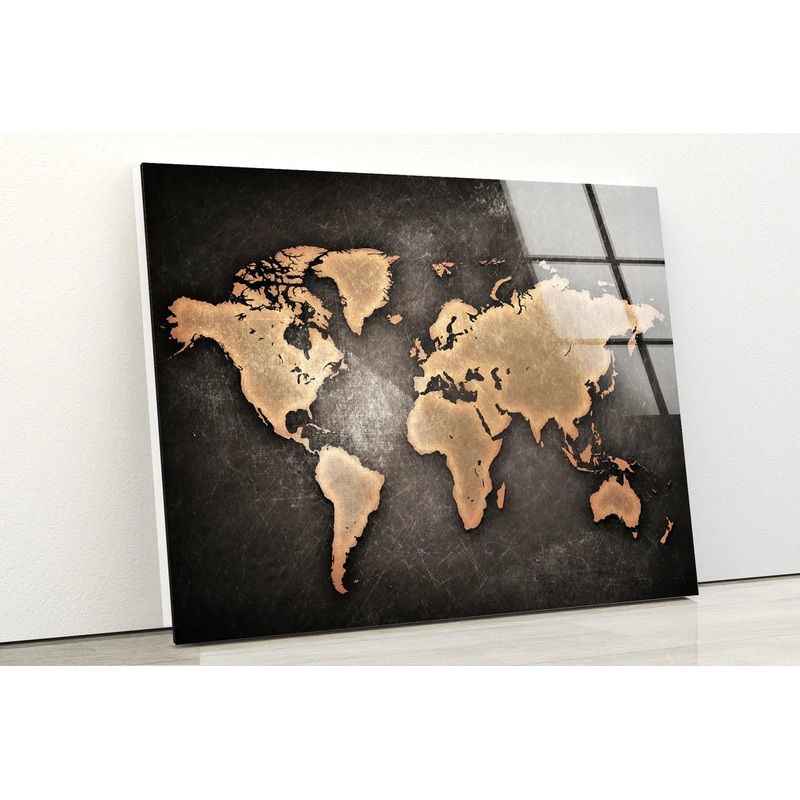 Vintage World Map Acrylic Glass Print Tempered Glass Wall Art 100% Made in Australia Ready to Hang