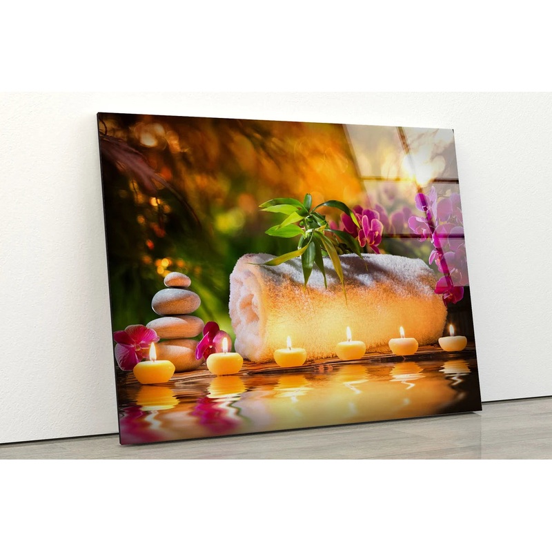 Zen Stones & Candles Photograph Acrylic Glass Print Tempered Glass Wall Art 100% Made in Australia Ready to Hang