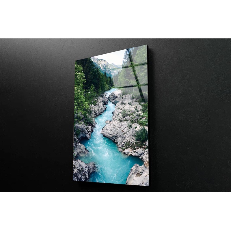 Beautiful Blue Apline River Soca Portrait Photograph Acrylic Glass Print Tempered Glass Wall Art 100% Made in Australia Ready to Hang