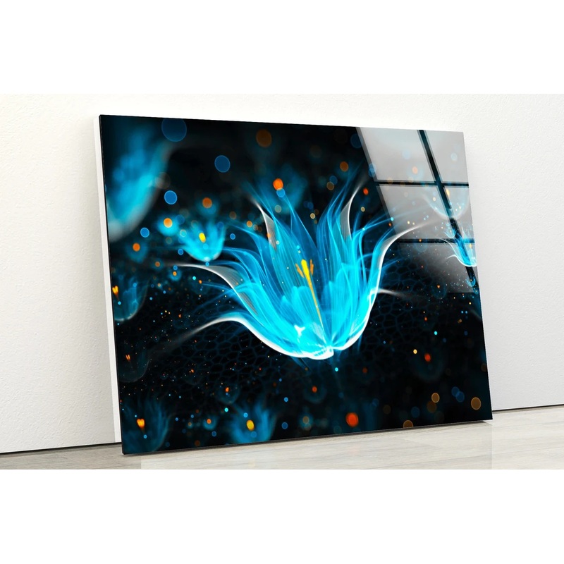 Blue Flower Abstract Design Acrylic Glass Print Tempered Glass Wall Art 100% Made in Australia Ready to Hang