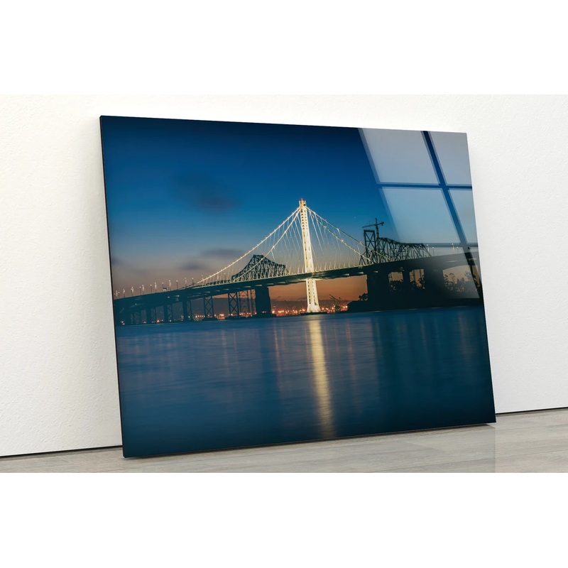Bridge in City Over Sea Photograph Acrylic Glass Print Tempered Glass Wall Art 100% Made in Australia Ready to Hang