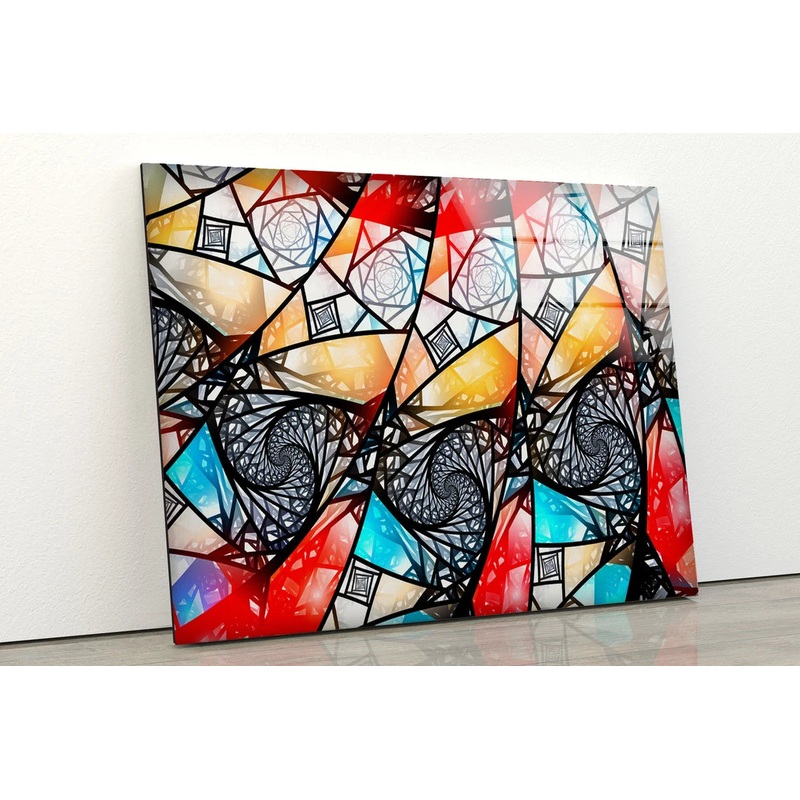 Colorful Abstract Mosaic Glass Design Acrylic Glass Print Tempered Glass Wall Art 100% Made in Australia Ready to Hang