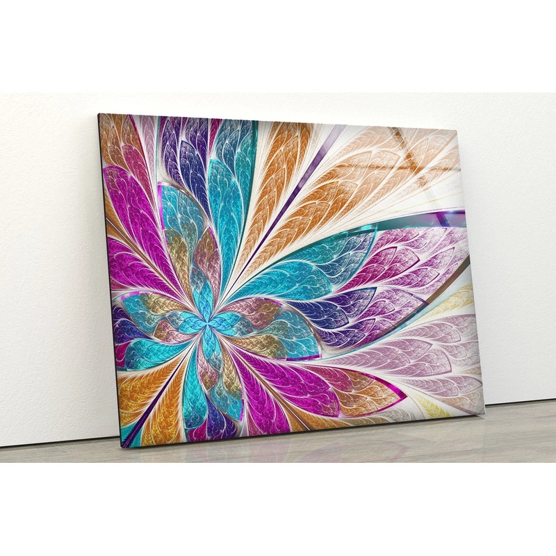 Colorful Flower Abstract Mosaic Glass Design Acrylic Glass Print Tempered Glass Wall Art 100% Made in Australia Ready to Hang