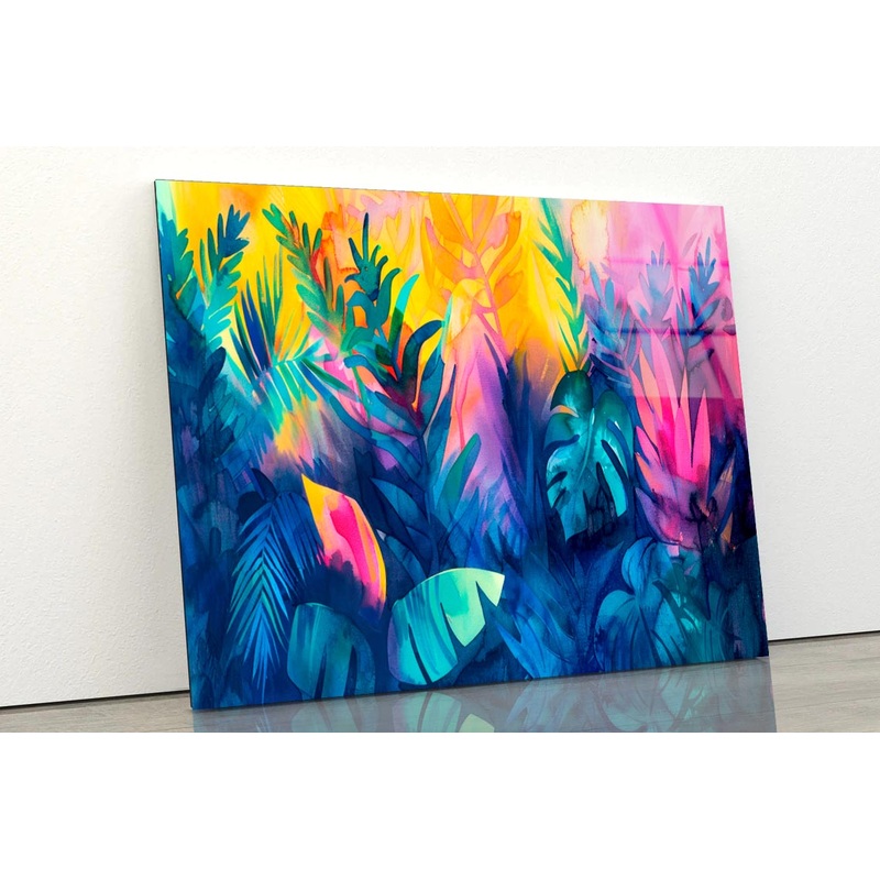 Colorful Leaves Abstract  Acrylic Glass Print Tempered Glass Wall Art 100% Made in Australia Ready to Hang