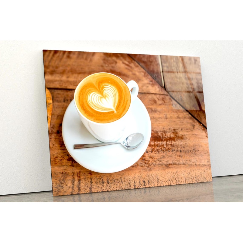 Cup Of Coffee with A Heart in The Foam Acrylic Glass Print Tempered Glass Wall Art 100% Made in Australia Ready to Hang