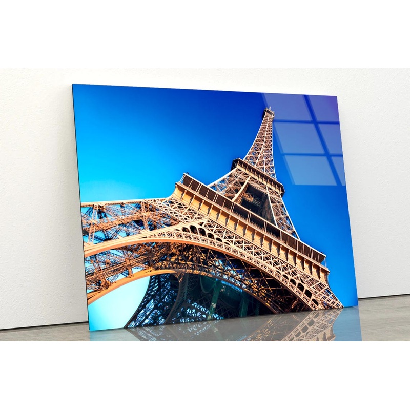 Eiffel Tower & Blue Sky Acrylic Glass Print Tempered Glass Wall Art 100% Made in Australia Ready to Hang