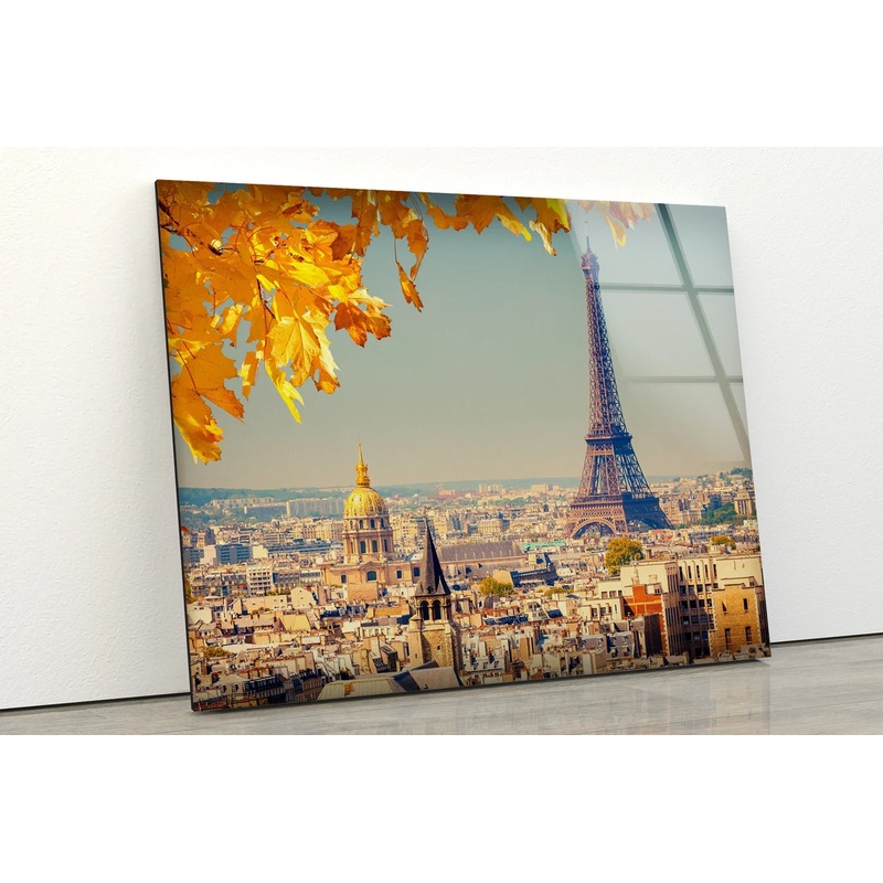 Eiffel Tower & City Photograph Acrylic Glass Print Tempered Glass Wall Art 100% Made in Australia Ready to Hang