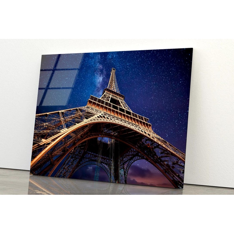 Eiffel Tower Under a Starr Sky Acrylic Glass Print Tempered Glass Wall Art 100% Made in Australia Ready to Hang