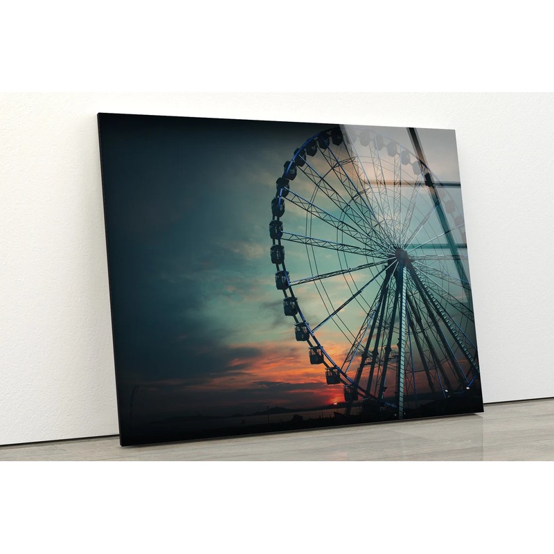 Ferris Wheel Sunset Photograph Acrylic Glass Print Tempered Glass Wall Art 100% Made in Australia Ready to Hang