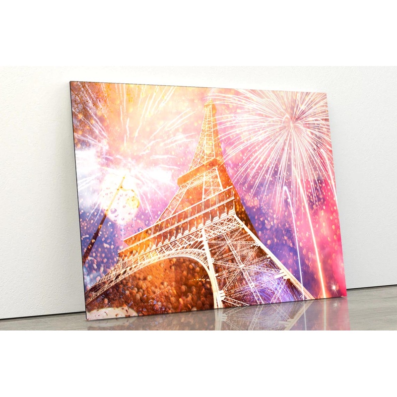 Fireworks In the Sky Over the Eiffel Tower Acrylic Glass Print Tempered Glass Wall Art 100% Made in Australia Ready to Hang