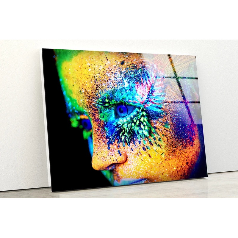 Girl with Colorful Body Paint Acrylic Glass Print Tempered Glass Wall Art 100% Made in Australia Ready to Hang