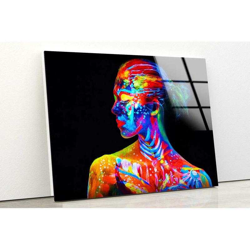 Girl With Colorful Body Paint Photograph Acrylic Glass Print Tempered Glass Wall Art 100% Made in Australia Ready to Hang