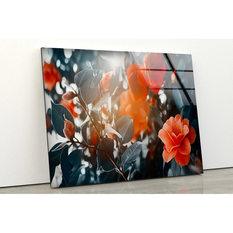 Red Flowers Tree Bush Photograph Acrylic Glass Print Tempered Glass Wall Art 100% Made in Australia Ready to Hang