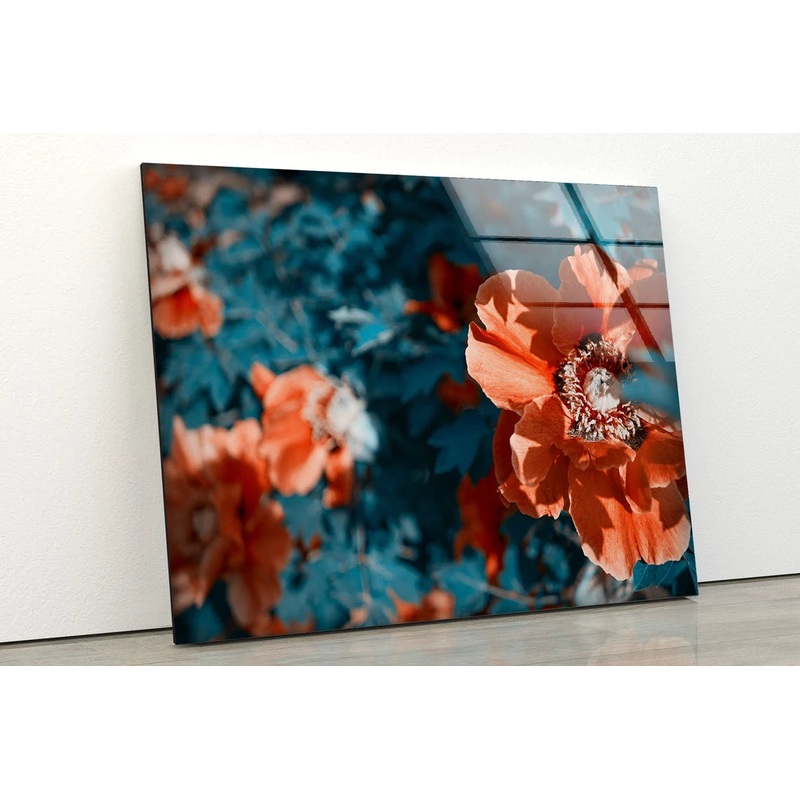 Red Flowers Tree Photograph Acrylic Glass Print Tempered Glass Wall Art 100% Made in Australia Ready to Hang