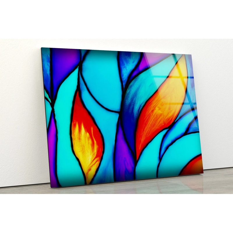 Red Yellow Blue & Purple Abstract Design Acrylic Glass Print Tempered Glass Wall Art 100% Made in Australia Ready to Hang