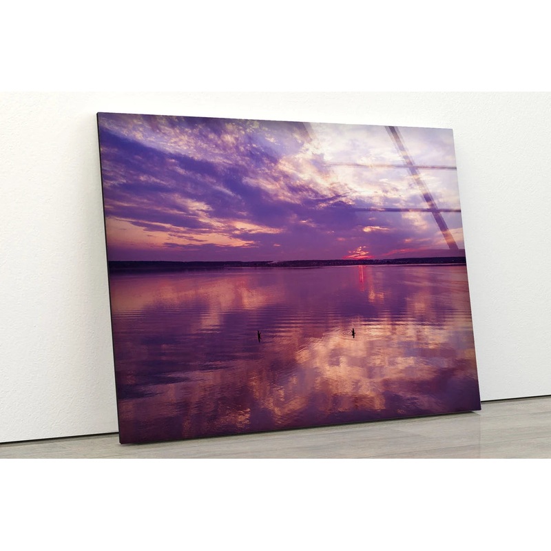 Sunset Sky Over Lake Photograph Acrylic Glass Print Tempered Glass Wall Art 100% Made in Australia Ready to Hang