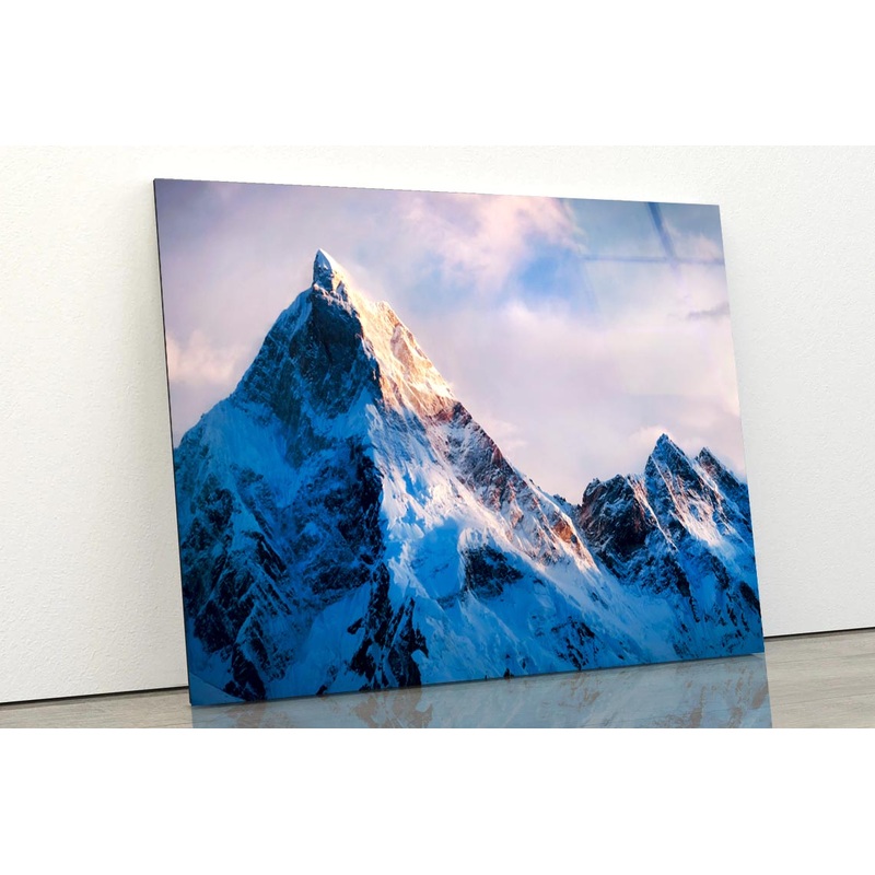 View Of Beautiful Snowy Masherbrum  Acrylic Glass Print Tempered Glass Wall Art 100% Made in Australia Ready to Hang