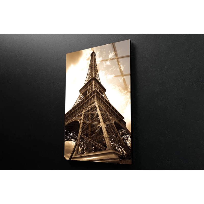 Vintage Eiffel Tower And Sky Portrait Photograph Acrylic Glass Print Tempered Glass Wall Art 100% Made in Australia Ready to Hang