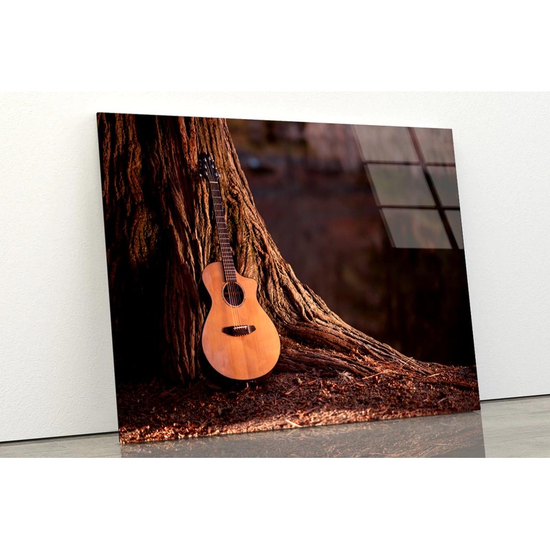 Wooden Acoustic Guitar Acrylic Glass Print Tempered Glass Wall Art 100% Made in Australia Ready to Hang